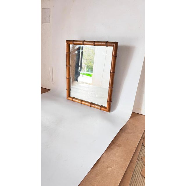 Wood Vintage French Riviera Faux Bamboo Mirror, 1940s For Sale - Image 7 of 11