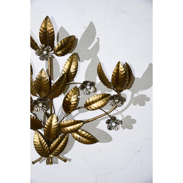 Wrought and Gilded Iron 4-Light Wall Light with Leaves and Flowers For Sale - Image 6 of 10