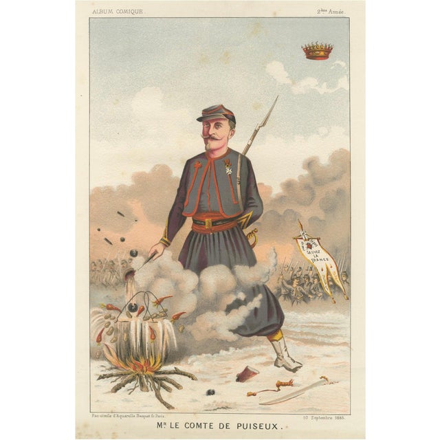After A. Bisetsky, Mr. Le Comte De Puiseux, French Zouave, Chromolithograph, 1885 For Sale - Image 10 of 10