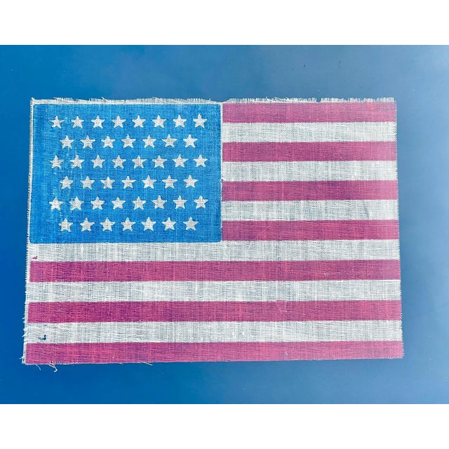 Very nice and scarce antique American flag beautifully presented, and preserved in this period antique oak American frame....