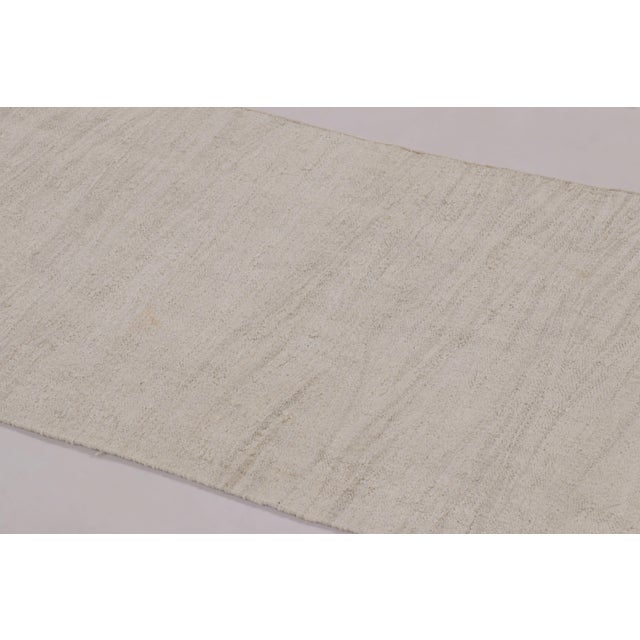 1950s Vintage Turkish Kilim Runner Rug in Solid White Tone-on-Tone - Rug & Kilim For Sale - Image 5 of 6