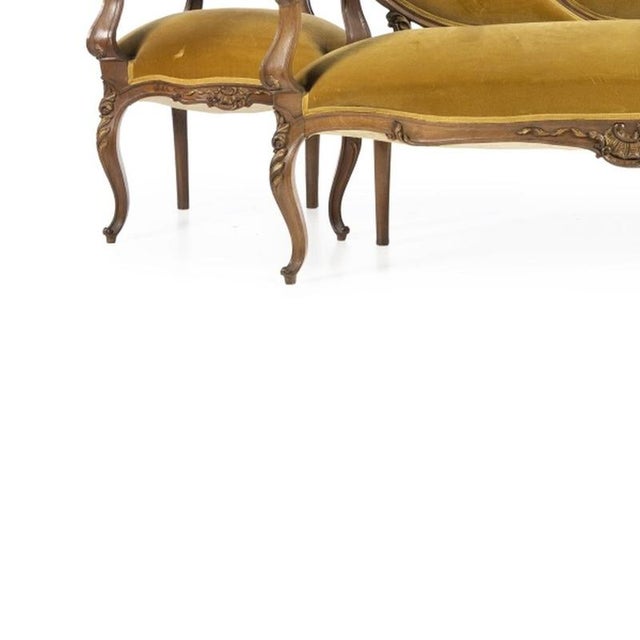 19th Century Louis XV Sofa and Armchairs, Set of 3 For Sale - Image 3 of 6
