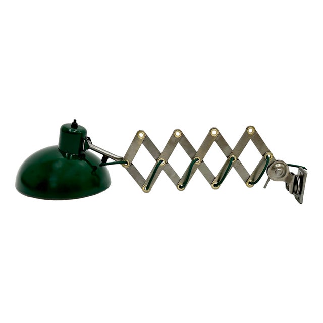 Industrial Dark Green Scissor Wall Lamp, 1950s For Sale