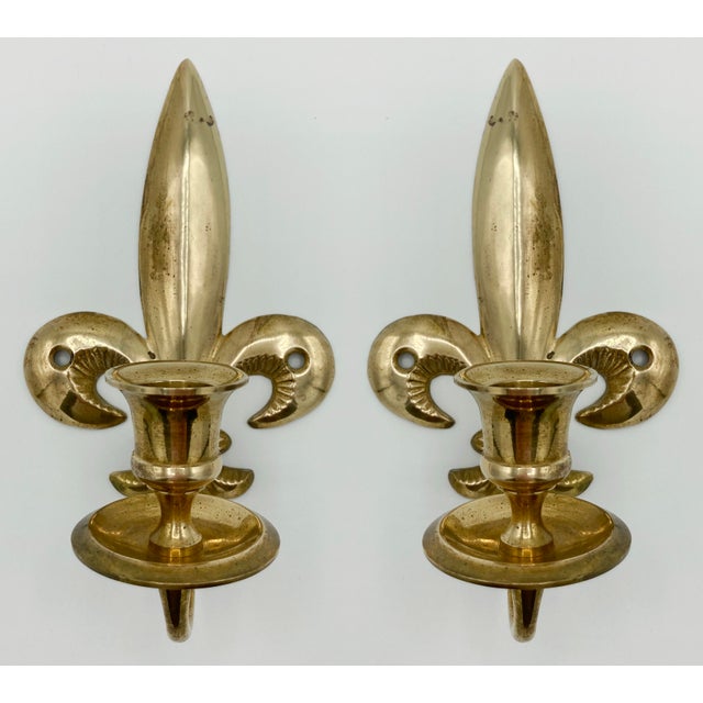 Brass Fleur De Lis Wall Candle Sconces Pair Chairish