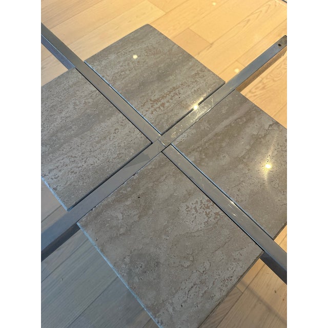 Vintage 1970s Travertine and Glass Dining Table For Sale In New York - Image 6 of 7