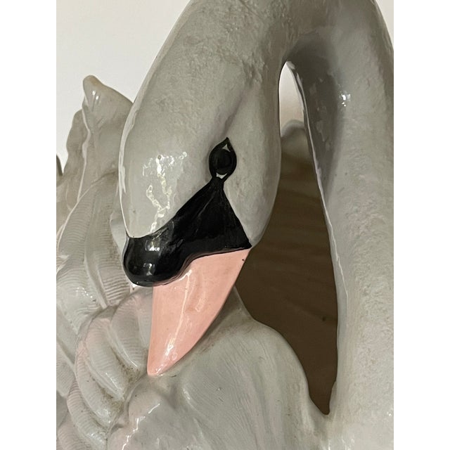 Large Italian Gray Swan Planter Signed For Sale - Image 4 of 6