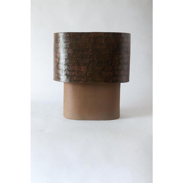 Brown large table lamp in stoneware with hand-painted glaze lucas huillet unique piece dimensions: d 25 x w 41 x h 45 cm....