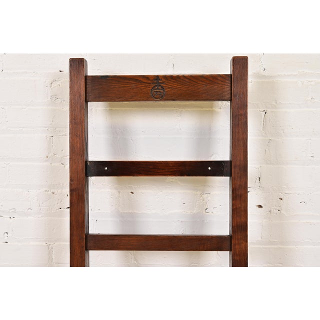 Wood Roycroft Antique Mission Oak Arts & Crafts Ladder Back Desk Chair or Side Chair, Circa 1900 For Sale - Image 7 of 12