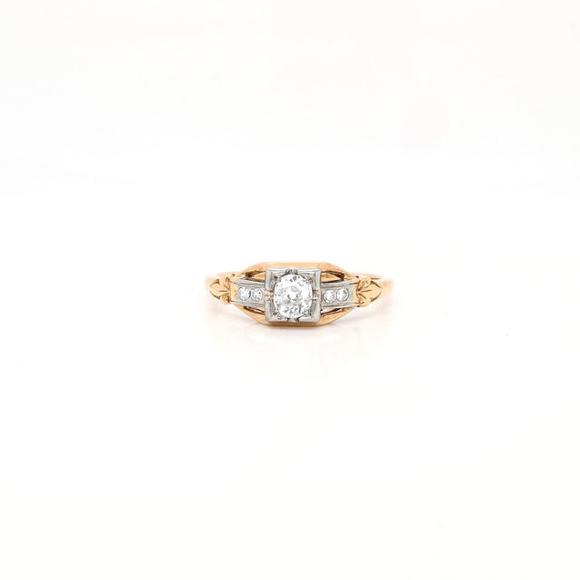 Edwardian 14k Yellow & White Gold Five Stone Old European Cut Diamond Ring For Sale - Image 4 of 11