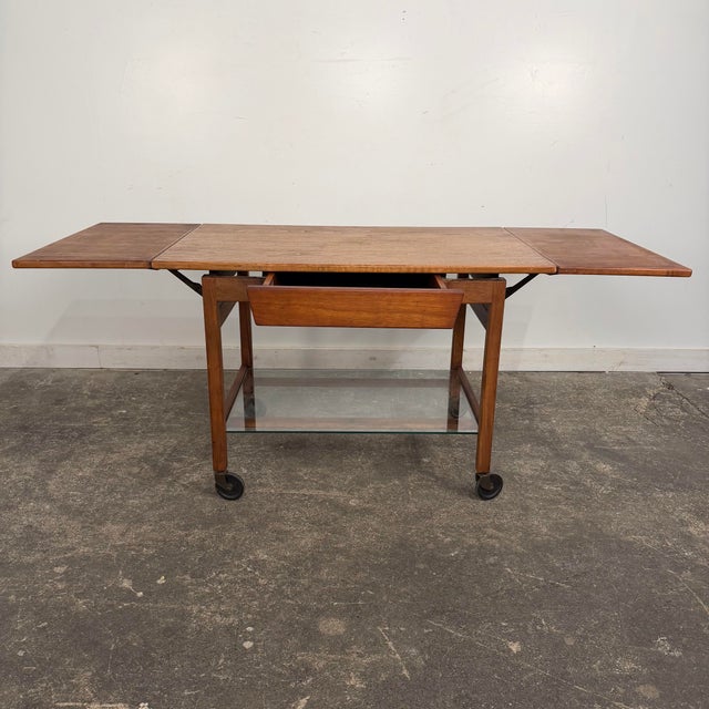 Mid-Century Modern Jens Risom Rolling Bar Cart Mid Century Modern American For Sale - Image 3 of 12