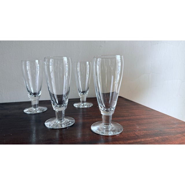Transparent Vintage, Mid-Century Modern, Mikasa Brewmaster Clear Glass Pilsner Glasses, Set of 4, 1970s For Sale - Image 8 of 11