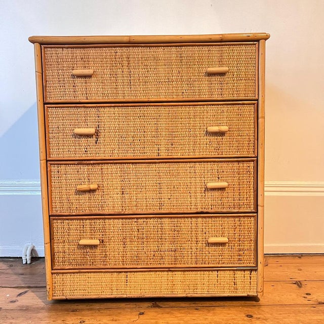 Vintage Wicker Chest of Drawers with Gallery Top For Sale - Image 11 of 11