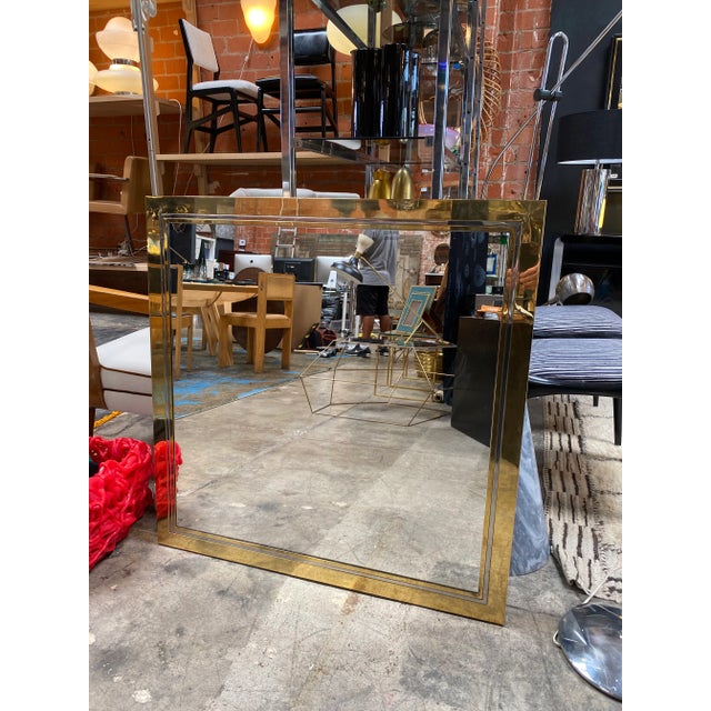 Mid-Century Modern 1970s Mid Century Italian Square Wall Mirror For Sale - Image 3 of 7