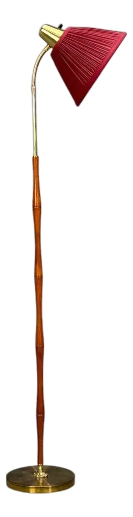 Eae, Swedish Modern, Adjustable Floor Lamp, Teak, Brass, Sweden, 1950s