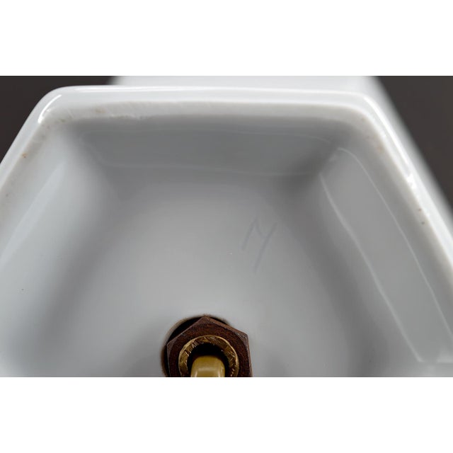 Metal White Porcelain Lamp, France, 1950s-1960s For Sale - Image 7 of 8