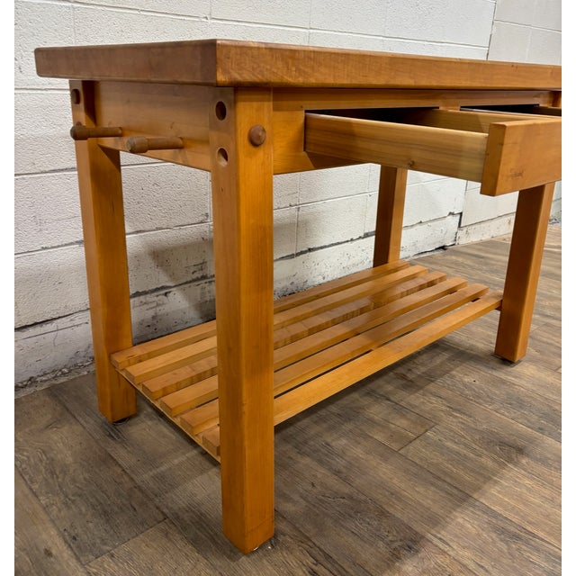 Le Gourmand Kitchen Island Butcher Block Table With Storage For Sale - Image 11 of 15