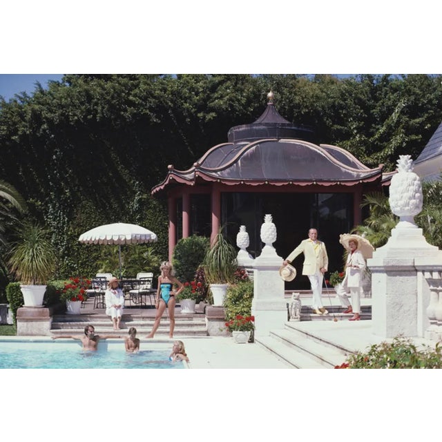 Slim Aarons, Pagoda Poolhouse, Estate Stamped Photographic Print, 1985 / 2020s For Sale