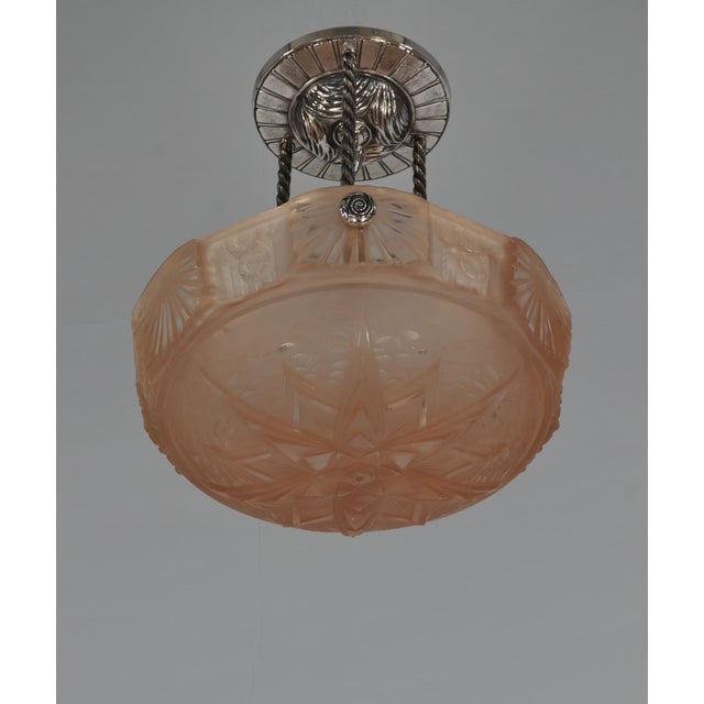 French Art Deco Pendant Light by Petitot & Muller Freres 1930 France For Sale - Image 6 of 16