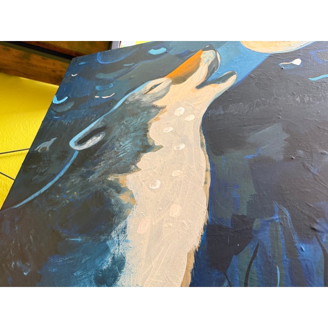 “Wolf Moon” a Wolf Painting by LWren Walraven For Sale In Santa Fe - Image 6 of 10
