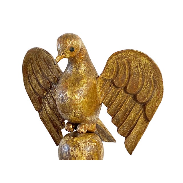 Wood Vintage Hand Carved Wood Bird Sculpture on Finial 19" H For Sale - Image 7 of 10