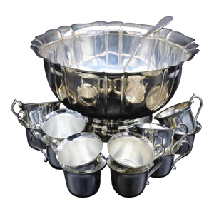 1960’s American Silverplate Punchbowl Set- 14 Pieces