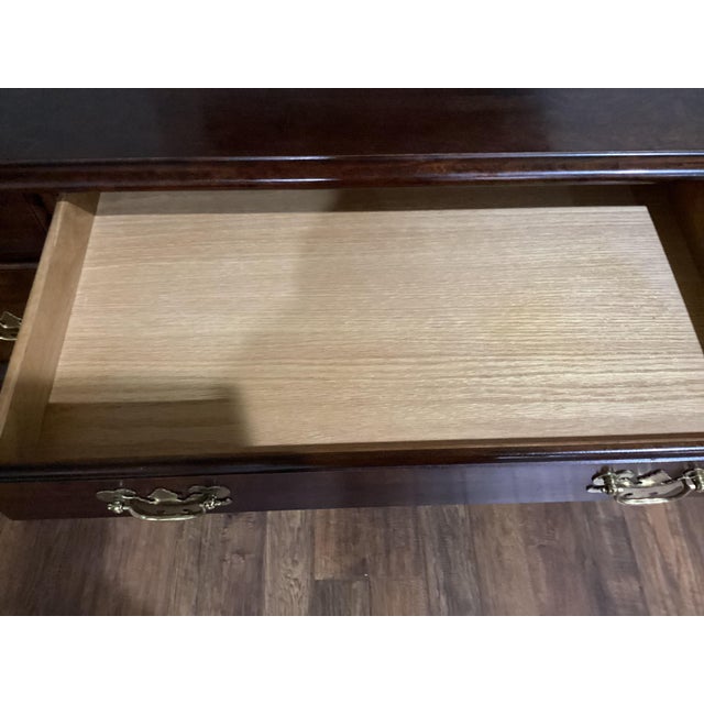 Vintage Mahogany Solid Wood Chippendale Style Executive Desk Excellent For Sale - Image 9 of 12