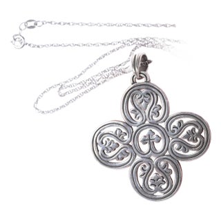 Retired James Avery Sterling Large Scroll and Vine cross on 20" necklace For Sale