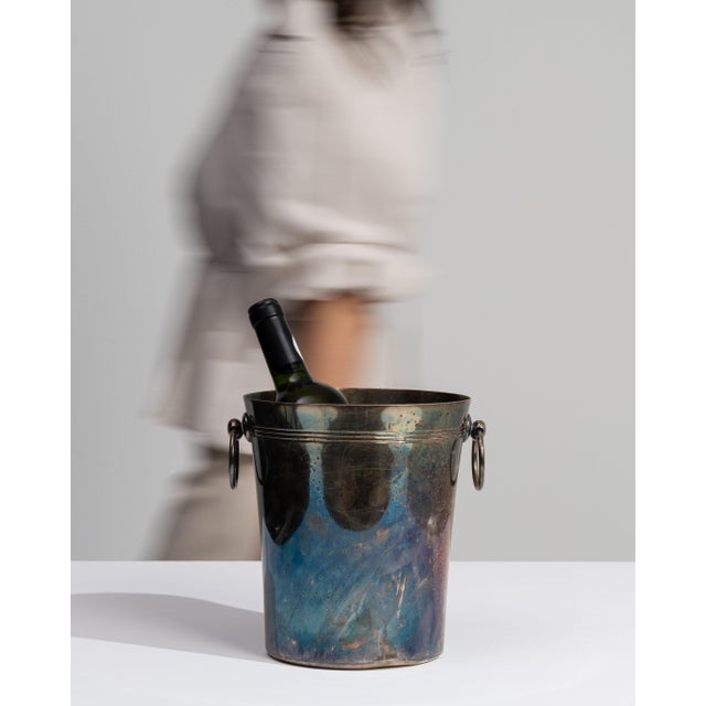 Mid 20th Century France Teal Silver Ice Bucket For Sale - Image 4 of 15