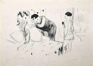Marcel Vertès, An Unexpected Visit, Original Lithograph, 1920