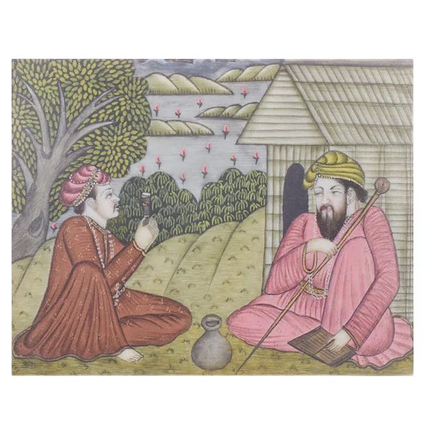 Islamic Figures, Paint on Synthetic Ivory, 20th Century, Framed For Sale