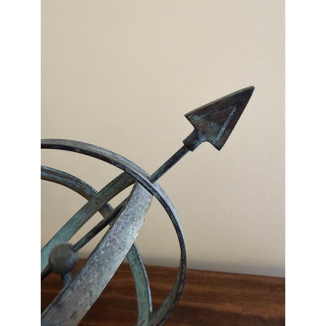 Late 20th Century Rustic Verdigris Iron Armillary Sphere – European Garden Accent For Sale - Image 4 of 9