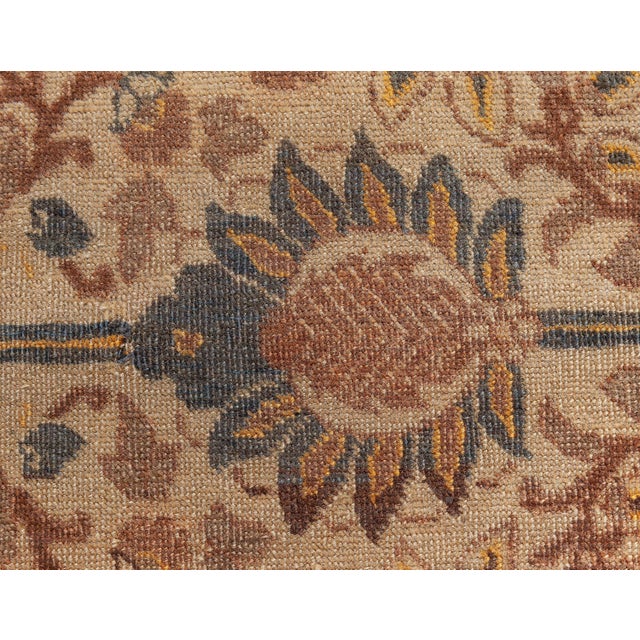 Early 20th Century Persian Tabriz Floral Beige, Sepia & Brown Handmade Wool Rug For Sale - Image 4 of 7