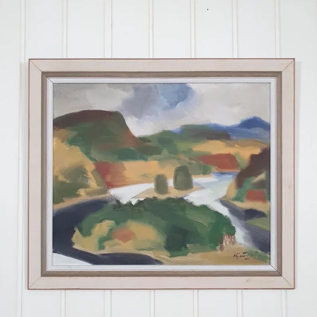 1950s Mid Century Swedish Modernist Landscape by Ivar Hjertqvist For Sale - Image 6 of 18