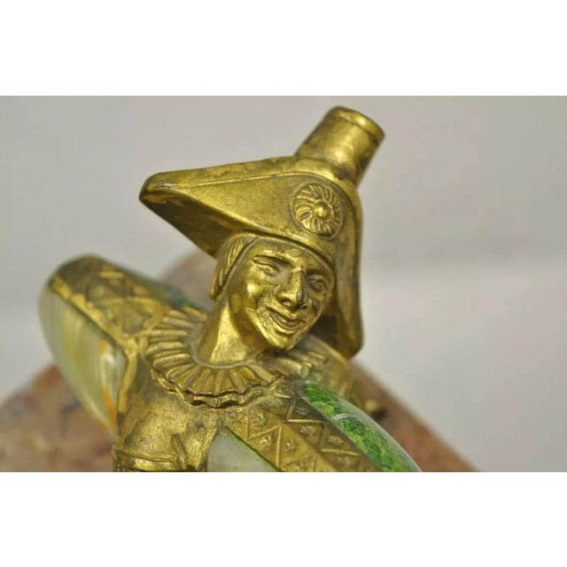 Traditional "In a Pickle" Antique Bronze Trinculo Jester Paperweight Onyx Malachite For Sale - Image 3 of 12