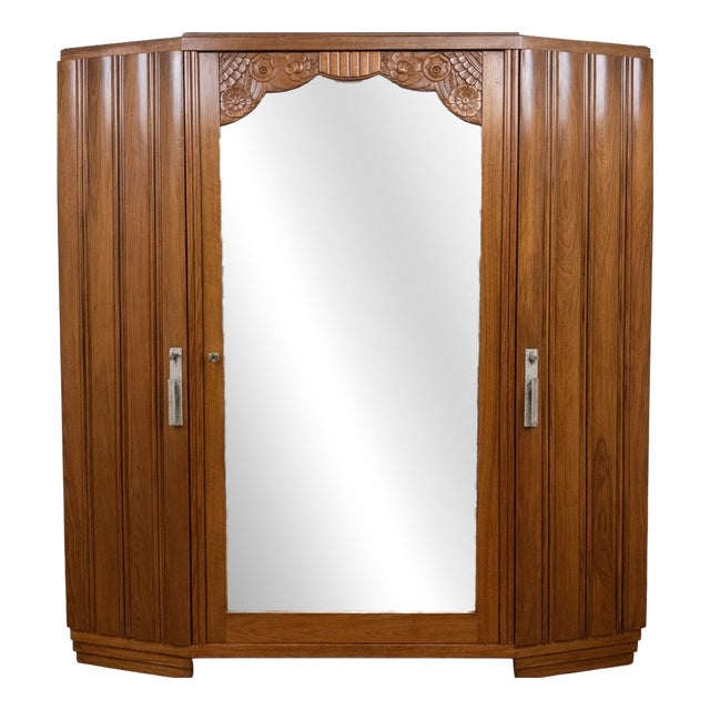 Art Deco Walnut Wardrobe, 1930s For Sale