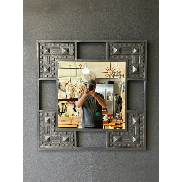 1990s Vintage Brutalist Wall Mirror For Sale - Image 5 of 12
