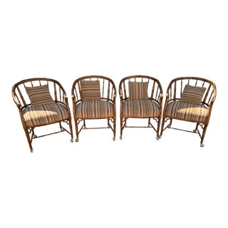 1960's Century Chair Co. Faux Bamboo Barrel Tub Chairs Set of 4 For Sale