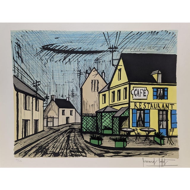 Bernard Buffet, Mareuil, The Yellow and Blue Café, 1985, Lithograph For Sale
