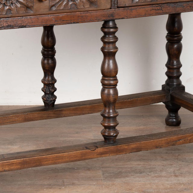 Early 19th Century Carved Chestnut Console Table With Two Drawers For Sale - Image 12 of 18