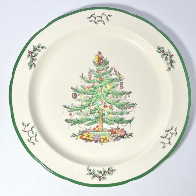 Spode Spode “Christmas Tree” 7-Piece Ceramic Dinnerware Serving Hostess Set For Sale - Image 4 of 12