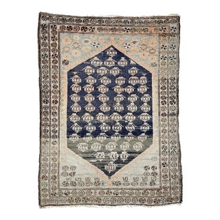 On Hold for Photoshoot* 1940s Apricot, Peach, Grey & Indigo Field of Boteh Rug, 3.3 X 4.5 For Sale