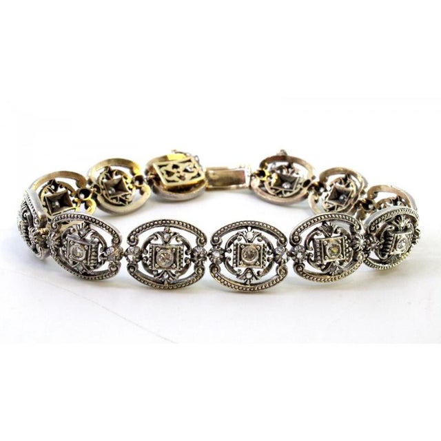 Art Deco 19.2K Gold Bracelet with Diamond Paddle, in Worn conditions.