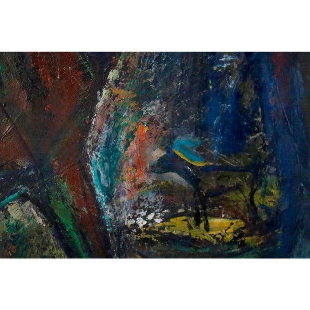 1950s 1955 Vintage E. Romano "Mountain Goat" Oil on Artist Board Painting For Sale - Image 5 of 9