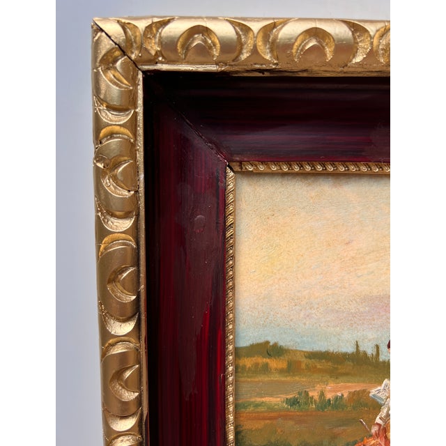 Up for sale is an interesting antique original oil painting on board depicting a rural genre scene with a girl and geese....