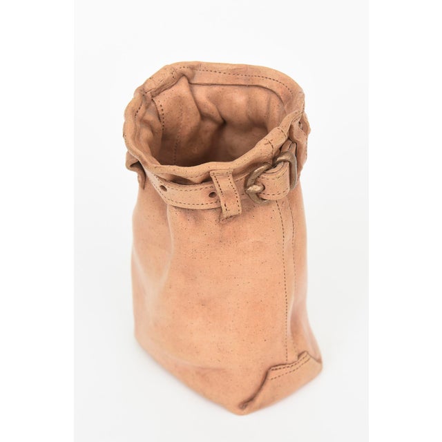 Vintage Tan Ceramic Buckle Bag Sculpture 90's For Sale - Image 4 of 12