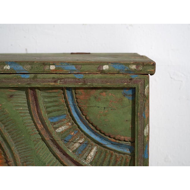 Antique Folk Art Style Carved Trunk, 1900 For Sale - Image 6 of 11