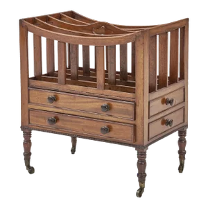 Antique Early 19th Century English Regency Mahogany Library Canterbury or Magazine Rack
