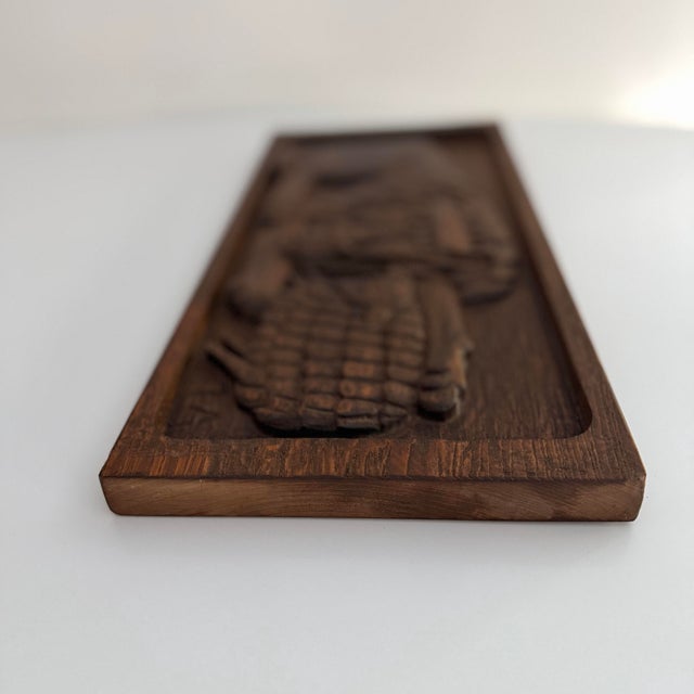 Brown MCM Evelyn Ackerman “Peace” Bas-Relief Wood Panel For Sale - Image 8 of 11