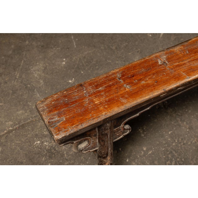 Late 19th Century Late 19th Century Rustic East Asian Wooden Prayer Bench For Sale - Image 5 of 8