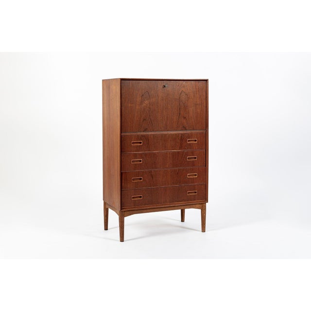 Mid-Century Modern Mid-Century Danish Modern Teak Secretary Desk or Bar Cabinet Made in Denmark 1960s For Sale - Image 3 of 17